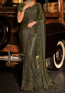 Swarovski designer saree collection: mehendi green saree