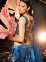 Navy blue velvet Lehenga