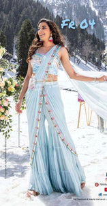 Wedding phera album - sky blue sharara saree style