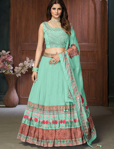 Shastay collection: Sea green mirror work