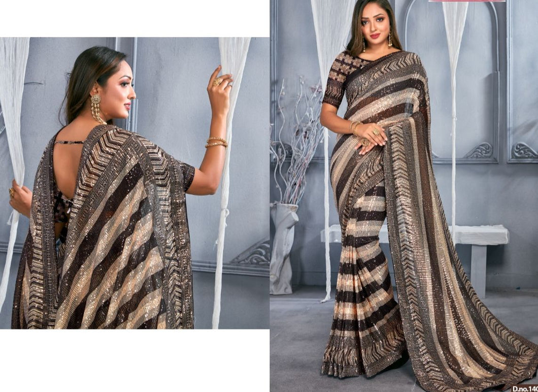 Beauty in a black sequins saree