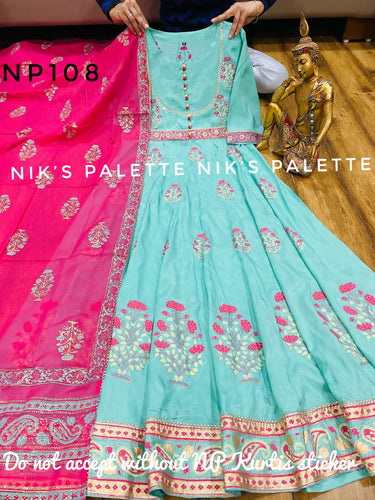 Niks collection- Aqua pink anarkali