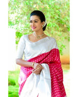 Banarasi saree in pink polka with lovely border