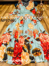 Niks collection - sea green floral digital print gown