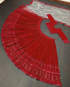 Dandiya night - red georgette Lehenga