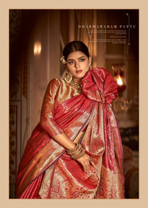 Kanchivaram silk saree with copper zari