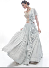 Kansi readymade collection - Light grey flowy elegant lehenga