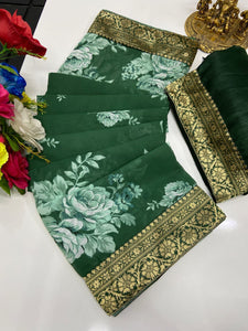 Digital floral sarees with beautiful border - lots of colours