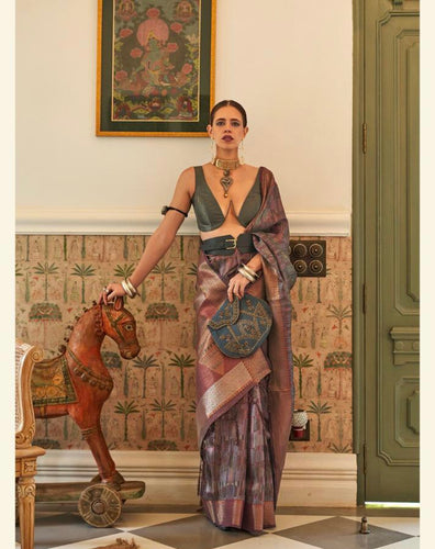 Organza silk two tone saree collection