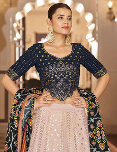 Misha collection vol 2 - blush pink and navy blue designer Lehenga