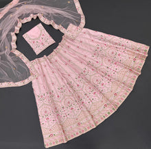 Light pink satin Lehenga