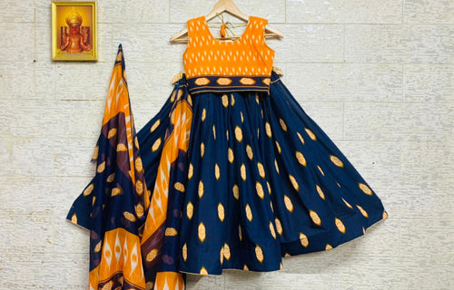 Crepe silk bandhani kids Lehenga
