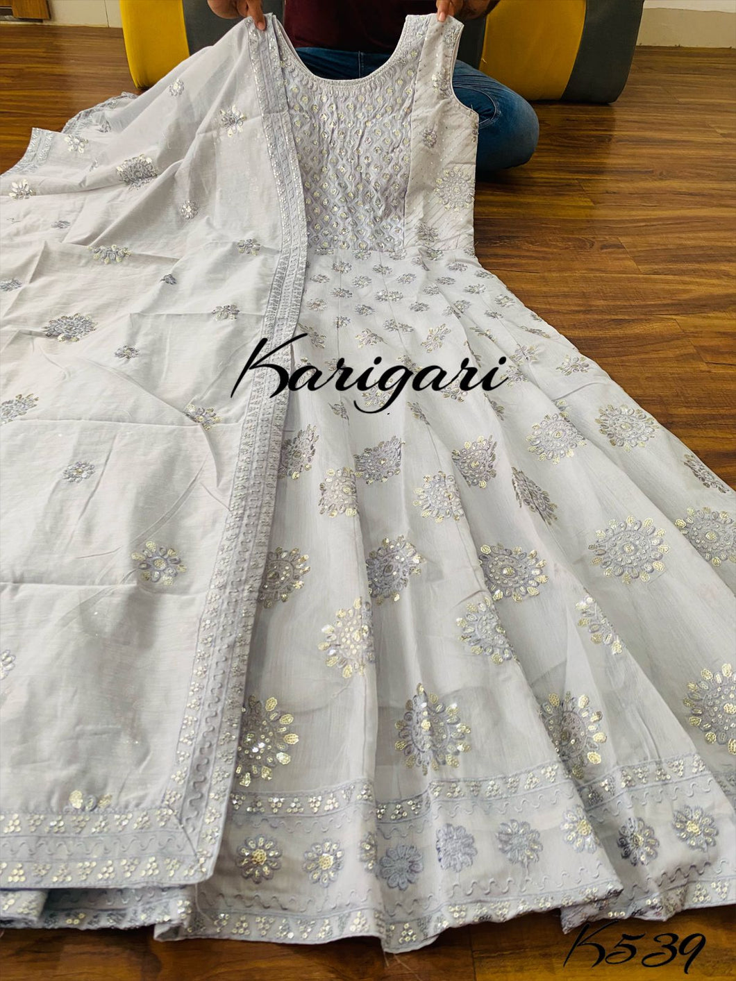 Karigari collection: Grey chanderi gown