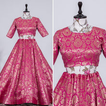 Jacquard silk Lehenga in pink