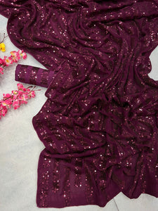 Celebrity box style sequins saree