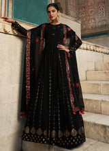 Saya - Trendy black georgette sequins and thread work gown