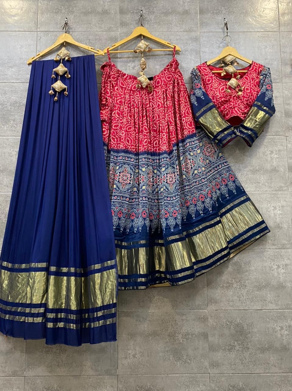 Bandhani gaji silk stitched Lehenga