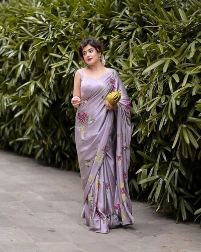 Pearl malai silk floral saree