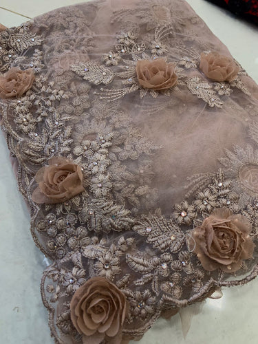 Fancy flower soft net saree