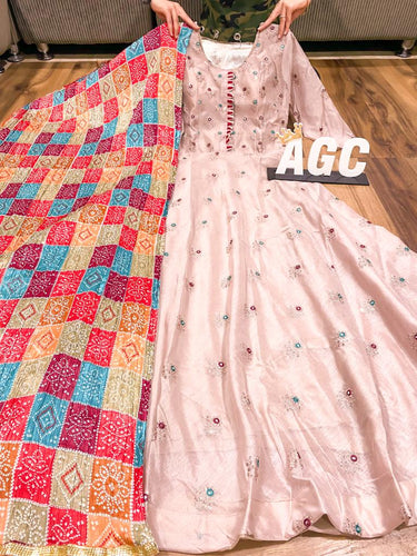 AGC collection- Powder pink with crush dupatta