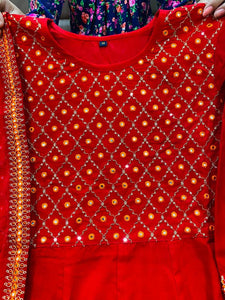 Niks collection: red anarkali gown