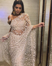 Celebrity inspired pearl and thread work saree