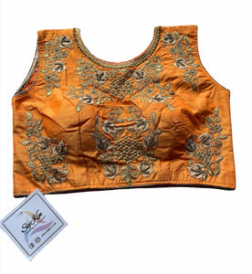 Orange thread work blouse