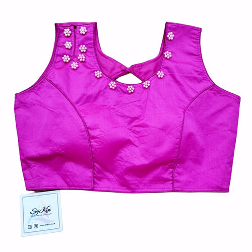 Pink flower bead blouse