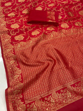 Kanchipuram red silk saree