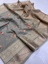 Organza silk saree with embroidery