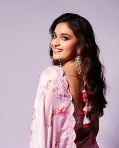Pink digital floral saree