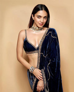Blue velvet - Lehenga saree inspired by Kiara Advani