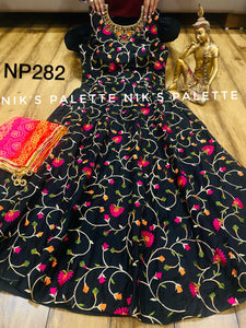 Niks collection: black floral anarkali