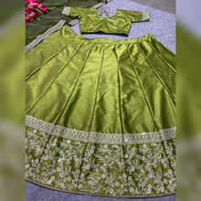 Swati Manish inspired parrot green silk Lehenga