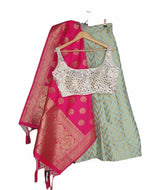 Zig zag real mirror work lehengas