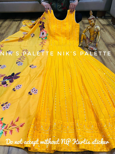 Yellow sequinned anarkali
