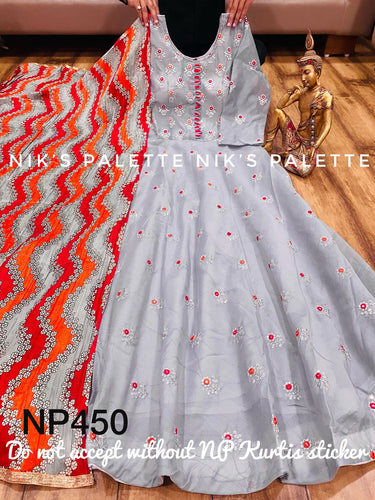 Niks collection: silvery grey anarkali