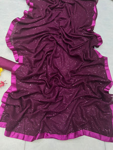 Partywear purple sequins saree