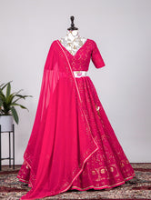 Lucknowi sequins Lehenga - rani pink