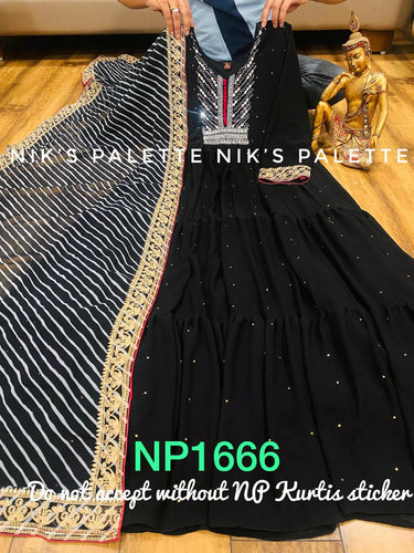 Niks collection - black badla work anarkali, plus size option