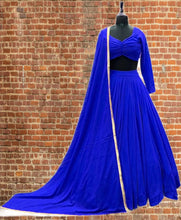 Plain royal blue fully stitched Lehenga - lots of flair
