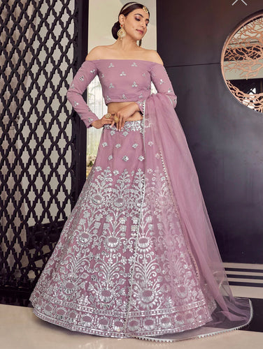 Kavya catalogue: Mauve gotta patti Lehenga