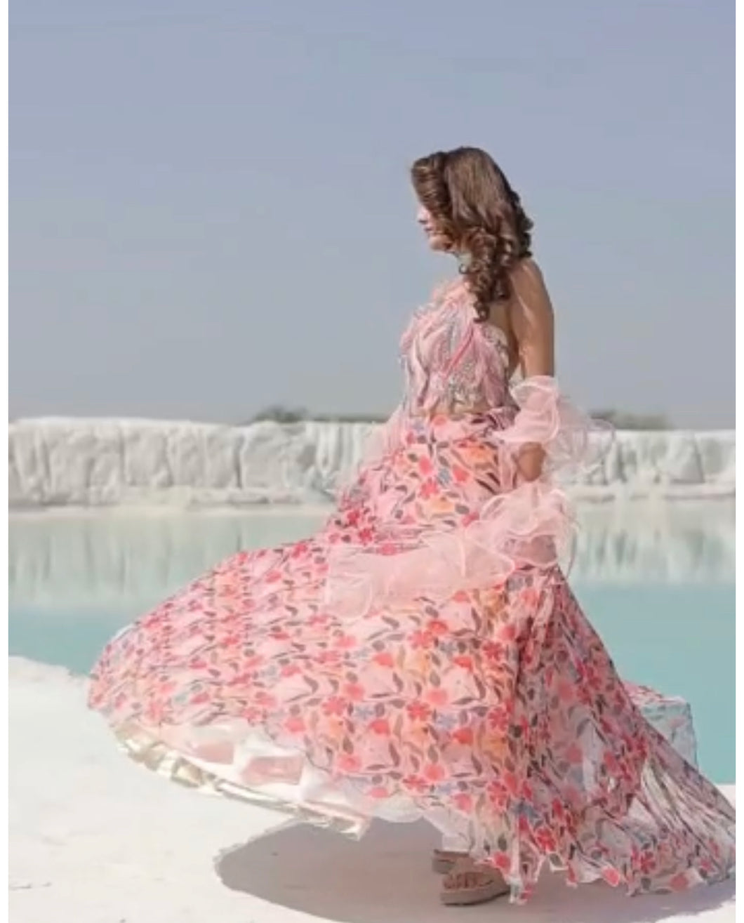 Boutique collection - stylish pink floral Lehenga