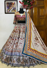 White ivory silk digital Lehenga - lots of flair