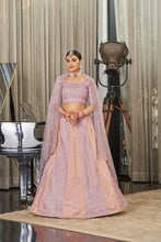 Peach and purple pastel art silk Lehenga