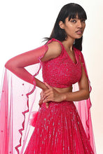 Reddish pink sequins partywear Lehenga