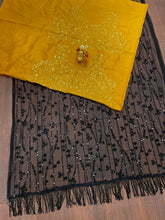Partywear black net saree with sequins