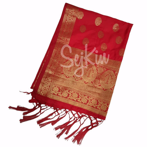 Red banarasi silk dupatta