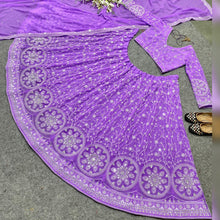 Orchid purple sequins embroidered Lehenga (with long sleeves)