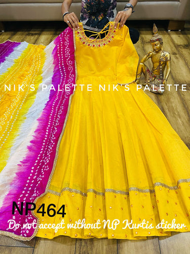 Niks collection:  yellow anarkali with bandhani